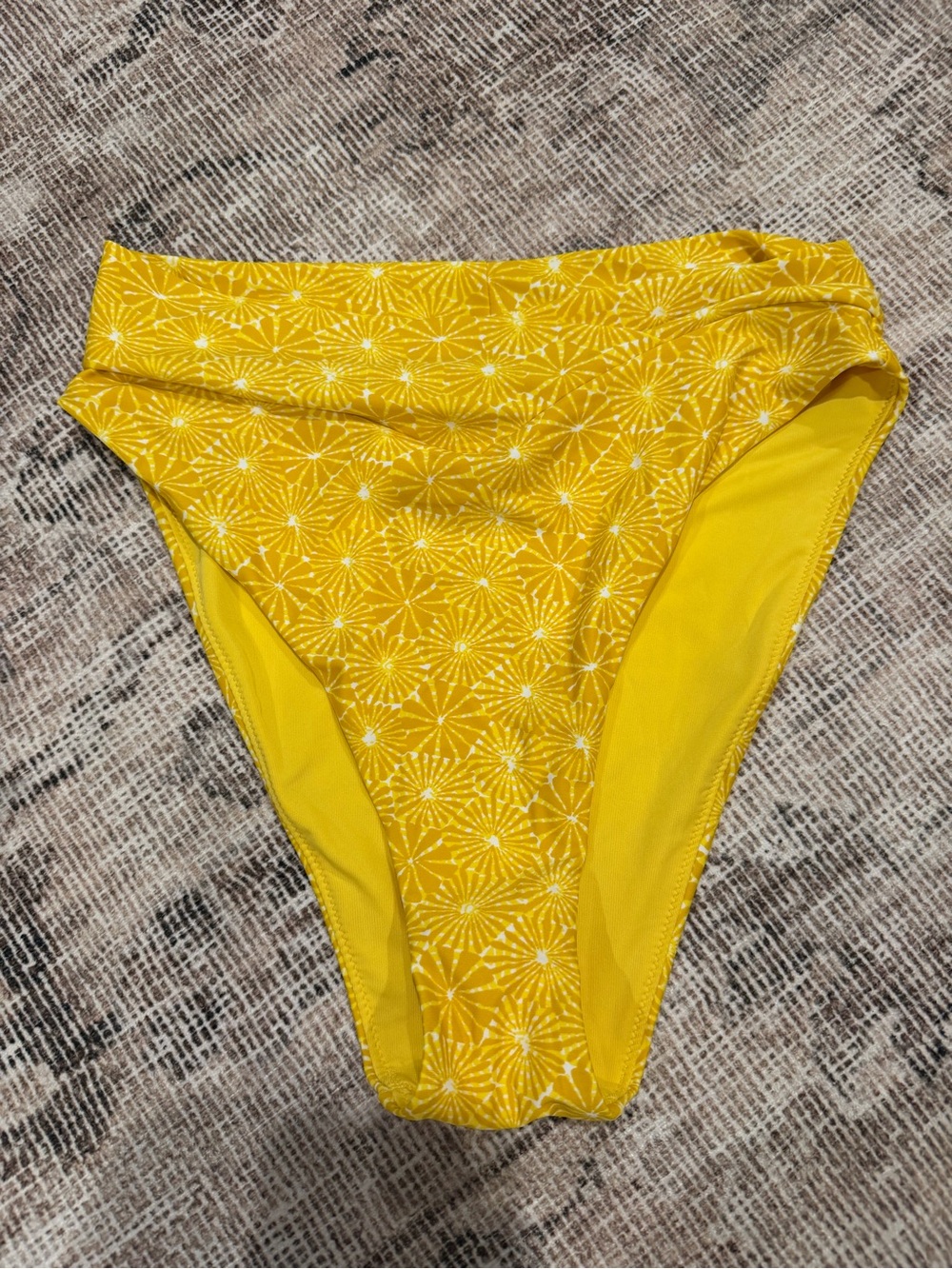 aerie Yellow High-Waist Floral Swim Bottom